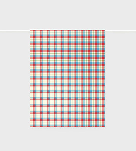 Father Rabbit | Tea Towel | Cherry + Blue Tartan