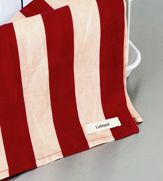 Lettuce | Tea Towel | Bold Stripe Peach + Burgundy