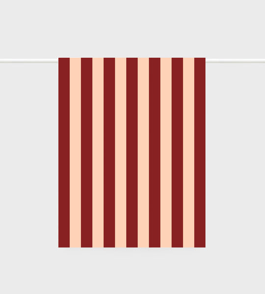 Lettuce | Tea Towel | Bold Stripe Peach + Burgundy