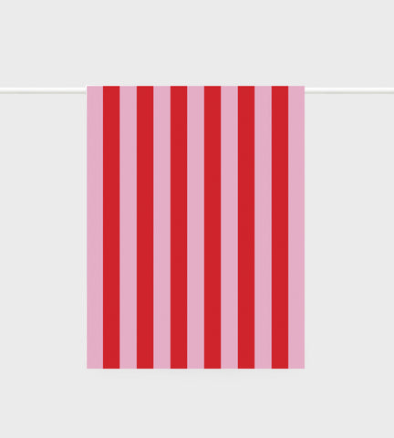 Lettuce | Tea Towel | Bold Stripe Red + Pink