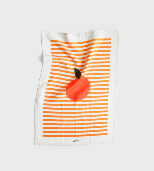 Lettuce | Tea Towel | Orange Larger Stripe